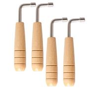 4 Pièces e Réglage en Acier Inoxydable, Poignée Bois | Outil à Quatre Angles, Compatibilité, Usage Portable, pour Musiciens et Cours de Musique