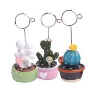 4 Pièces Clip de Mémo Cactus Miniature en Résine, Porte-photo | Notes et Photos, Organisation de Bureau à Maison, Design Microlandschaft Plantes Succulentes Style Aléatoire