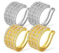 4 Pièces Clips D’oreille sans Perçage en Cuivre et Zircon Cubique | Ajustement Confortable, Usage Quotidien et Banquet, pour Femmes et Filles