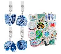 4 Pièces Clips De Badge Rétractables, 1 Paquet D'Autocollants D'Infirmières, Clips De Dos Rotatif En Plastique, Réutilisables, Accessoires D'Infirmière Médecin.
