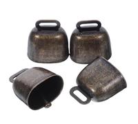 4 Pièces Cloche à Bétail Anti-perte en Fer, Sonnette de Pâturage | Son Clair et Net, Bande Métallique Soudée, Usage Ferme et Prairie, Teinte Café, pour Ovins et Colliers Canins
