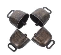 4 Pièces Cloche à Bétail en Fer, Décorative Vintage, Anti-perte | Métal Soudé Bande Intérieure, Finition Électroplaquée, Couleur Café, pour Ferme et Loisirs Créatifs