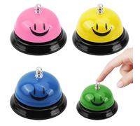 4 Pièces Cloche de Bureau, Sonnette de Service Comptoir Réception Cloches de Sourire, D'appel de Restaurant Clochette Table Bar pour Restaurant Cuisine Hôtel Dressage d'animaux Comptoir Bureau Mariage