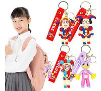 4 Pièces Clown Porte-clés, Mini Anime Dessin animé Porte-clés, Cirque Porte-clés pour Les Fêtes d'anniversaire, Mini Silicone Porte-clés pour Enfants, Cirque Cadeau d'anniversaire pour Enfants
