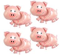 4 Pièces Cochon Ballon en Aluminium, Cochon Fête d'Anniversaire Décorations Motif Cochon Rose Ballons en Aluminium Animal Cochon Thème Decor Anniversaire pour Fête d'Anniversaire Barbecue