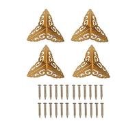 4 Pièces Coin de Meuble Antique, Coins de Boîte à Bijoux en Laiton Vintage avec Clous, Couvercle de Bord de Protection pour Meubles des Bords d'Armoire en Bois
