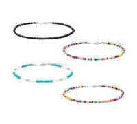 4 PièCes Collier de Surfeur, Collier de Perles de Vinyle BohèMe Bijoux pour Femmes Filles, Collier D'Anniversaire Boho Ensemble Bijoux D'Amitié Cadeau de Fête des MèRes