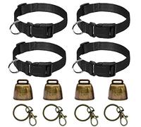 4 Pièces Colliers de Chèvre avec Clochette, Colliers Réglables en Nylon, Cloche de Vache, avec Fermoir, Prévention des Pertes, pour Chèvres, Bovins, Chevaux, Ovins