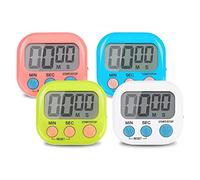 4 Pièces Coloré Minuteur de Cuisine Magnetique, Digital Time Timer Enfant Apprentissage avec Écran LCD, Chronomètre Minuterie Aimanté avec Alarme pour Kitchen Cuisson, Douche, Sport