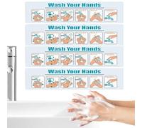 4 Pièces Comment Laver Le Panneau Des Mains - Signe Techniques Lavage Mains - Panneaux Sécurité Toilettes Et Des Toilettes Affiche Lavage Mainss - Pour Maison, L'école, Bureau- 38 X 11cm