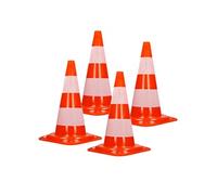 ECD Germany 4X Cônes Signalisation Pylône, 47cm, PVC Solide, Orange/Blanc, Triangle de Circulation, Marqueur Attention Sécurité, avec 2 Bandes Réfléchissantes, Pylone Cône Avertissement de Parking