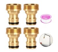 4 Pièces Connecteur de Robinet avec Ruban d'Étanchéité PTFE Kit, Laiton Adaptateur de Tuyau, Connecteur de Robinet Adaptateur, Universel Adaptateur de Robinet pour Cuisine, Salle de Bain, Jardin