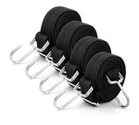 4 pièces Cordons élastiques avec Crochets, 200 cm de Long Noir Sangles élastiques réglables en Caoutchouc avec Crochets pour Bagages, Barres de Toit, bâche, Cargaison Mobile, Camps, bâches