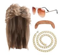 4 Pièces Costumes Rock'n'Roll, Costumes Hippie des Années 80, Perruques Populaires pour Hommes, Tenues Hip-Hop Rétro, Accessoires De Performance pour Carnavals, Festivals De Musique Et Fêtes