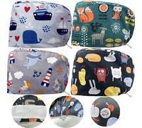 4 pièCes Coton Bonnet Casquette Turban Réglable Bonnet de Beauté Unisexe avec élastique Chapeau de Beauté avec Bandeau Absorbant et 2 Boutons pour Travailleur de la Beauté Soins Personnels