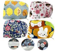 4 pièCes Coton Bonnet Casquette Turban Réglable Bonnet de Beauté Unisexe avec élastique Chapeau de Beauté avec Bandeau Absorbant et 2 Boutons pour Travailleur de la Beauté Soins Personnels