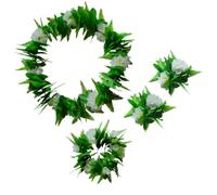 4 Pièces Couronne de Fleurs Hawaïenne en Tissu, Lot de Set, Blanc