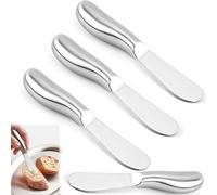 4 Pièces Couteau À Beurre, Épandeur de Fromage en Acier Inoxydable, Coupe Beurre en Acier Inoxydable, Set de Couteaux À Dessert, Couteau À Beurre, Couteau À Dessert pour Beurre, Fromage, Argent