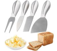 4 Pièces Couteaux Fromage en Acier Inoxydable, Fourchette à Fruits, Couteau à Tartiner, Ensemble de Couteaux à Dessert, Mini Outil de Cuisine pour Beurre, Fromage, Gâteaux, Pâtisserie