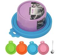 4 Pièces Couvercle de Nourriture pour Animaux de Compagnie, Silicone Animaux Peuvent Covers, 3 Tailles de Diamètre, Couvercle en Silicone pour Nourriture avec 1Pet Can Lid Couvercle Boite De Conserve