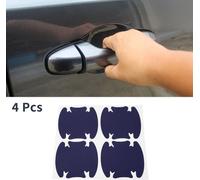 4 Pièces Couverture De Protection Poignée Porte Voiture Universelle Adhésion Porte Protection Bol Autocollant 3D Protecteur Rayures 93X91Mm Motif Fibre Carbone Bleu Profond Pvc