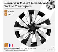 4 pièces couverture de roue pour Tesla modèle Y Juniper 2025-2026 19 pouces couverture de roue de remplacement de voiture capuchon de moyeu Automobile jante complète accessoires de voiture Turbine Mat