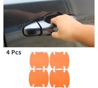4 Pièces Couverture Protection Poignée Porte Voiture Universelle Adhésion Protection Porte Protection Bol Autocollant 3D Protecteur Rayures 93X91Mm Motif Fibre Carbone Orange Pvc