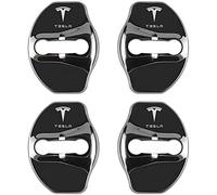 4 PièCes Couverture Serrure Porte Voiture pour Tesla Door Lock Cover 4PCS Cache-Verrou De Porte en Acier Inoxydable Contre La Pluie La Rouille Accessoires,A/Black