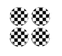 4 pièces couvre cache-moyeux 52mm style drapeau Union Jack du Royaume-Uni à damier emblème badge autocollants décalcomanies compatibles avec Mini Cooper JCW One PJ07 (style autocollant époxy, à damier