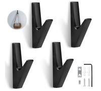 4 Pièces Crochet Manteau Mural Noir, Moderne Minimaliste Patère Porte Manteau Alliage d'Zinc Solide Multi-Usages Patère Murale Unitaire Pour Entrée Chambre Salle de Bain