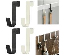 4 Pièces Crochets Blancs pour Sèche-Serviette à Tube Plat, Crochet Radiateur Sèche Serviette, Crochet Porte Serviette pour Tablette Radiateur, pour Tous les Radiateurs Standards (Blanc/Noir)