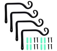 4 Pièces Crochets Muraux en Fer pour Plantes, Noirs Décoratifs | Fixation Vis, Pointe Courbée, Usage Intérieur Extérieur, Patio et Balcon, pour Nichoirs