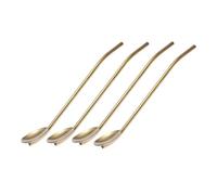 4 Pièces Cuillère à Boire en Acier Inoxydable à Long Manche | Tête Sphérique, Finition Miroir Polie, Prise Confortable, pour Bars, Desserts et Pots de Miel