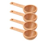 4 Pièces Cuillère à Café en Bois, Mesure 15ml pour Café Cuisine | Bois, Forme Créative, Nettoyage Facile, pour Liquides et Ingrédients Secs, Usage Maison Cuisine