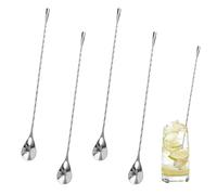 4 Pièces Cuillère à Cocktail en Acier Inoxydable, 30cm Cuillères à Mélanger Longue Spirale Manche, Professionnel Cuillères à Cocktail de Bar, Cuillère Longue Argentées pour Martinis, Café, Bar