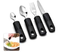 4 Pièces Cuillère Couvert Parkinson Tremblements Easy Grip Set Couverts de Table (70 g par pièce) Aides Couvert avec Prise en Main Large et Antidérapante pour les Personnes Âgées, Handicapées