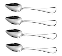 4 pièces cuillères à pamplemousse cuillère à pamplemousse en acier inoxydable cuillères à dessert à fruits demi-dentelées outil de cuisine en argent pour dessert aux agrumes pastèque kiwi