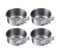 4 Pièces d'alimentation pour Oiseaux, Faciles À Nettoyer, 10x10x4.5 Cm, Bols De Nourriture pour Perroquets en Acier Inoxydable avec Écrou À Oreilles, Bol d'eau pour Cage À Oiseaux Bols Suspen