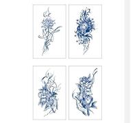 4 Pièces D'Autocollants De Tatouage Semi-Permanent À Base De Plantes, Imperméables Et Résistants À La Sueur, Résistants Au Jus, Véritables Autocollants De Tatouage