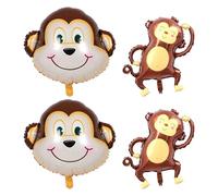 4 Pièces De Ballons De Singe Simulés, Ballons D'Animaux De Dessin Animé, Ballons Gonflables En Film D'Aluminium, Décoration D'Ensemble De Ballons De Fête Pour Enfants