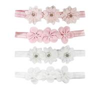 4 Pièces De Bandeaux Pour Bébé, Accessoires Mignons Pour Cheveux De Bébé, Bandes De Cheveux En Pétales De Dentelle, Accessoires Pour Bébé Fille, Accessoires Photo Pour Bébé (Blanc, Rose).