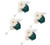 4 pièces de broche de fleur de boutonnière de mariage élégante avec des décors de perles artificielles pour la célébration d ' un événement formel Corsage de fleur élégant pour la mariée