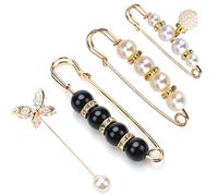 4 Pièces De Broches Pour Femmes, Mode Broche de Perle Simulée Épingle de Sécurité Clips, Épingles De Sûreté, Boutons De Perles, Broches De Perles, Accessoires De Vêtements Pour Femmes Et Filles