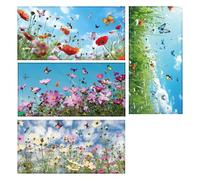 4 Pièces de Cache-Lumière Fluorescente pour Plafonniers, Cache-Lumière Magnétique 120 x 60 cm 4 Styles de Cache-Lumière en Tissu à Fleurs et Papillons pour Salle de Classe, Maison, Bureau