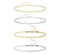 4 Pièces De Chaînes De Bracelet en Acier Inoxydable, 2 Styles, Design Résistant À l'usure Et Durable, Style Simple Et À La Mode, Adapté À Un Usage Quotidien, Adapté Aux Hommes Et Aux Femmes.