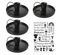 4 Pièces De Chandeliers En Fer, 1 Autocollant De Bougie, Chandelier Romantique Rétro, Décorations De Vacances, Accessoires D'Ambiance De Fête, Autocollants Imperméables, Décorations De Bougies.