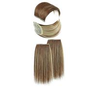 4 pièces de cheveux rembourrés, perruque sans trace, épaisse des deux côtés de la couronne Bob Perruque Ondulée Rose avec Frange (B, One Size)