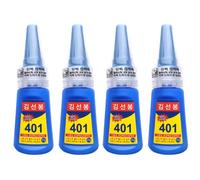 4 pièces de colle 401, colle à ongles 401 haute résistance à séchage rapide, faible blanchiment, solution de liaison polyvalente adhésive liquide pour métal, plastique et bijoux(20 ml)