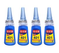 4 pièces de colle 401, colle à ongles 401 haute résistance, séchage rapide, faible blanchiment, solution de liaison polyvalente, adhésif liquide pour métal, plastique et bijoux (20 ml)