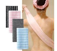4 pièces de débarbouillettes exfoliantes, gommage corporel avec 2 crochets, serviette exfoliante pour la douche arrière